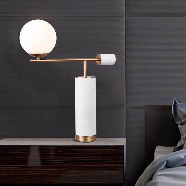 Qingyang M9 Modern Luxury Marble Steel Base Table Lamp - Bedside Nightstand Reading Light